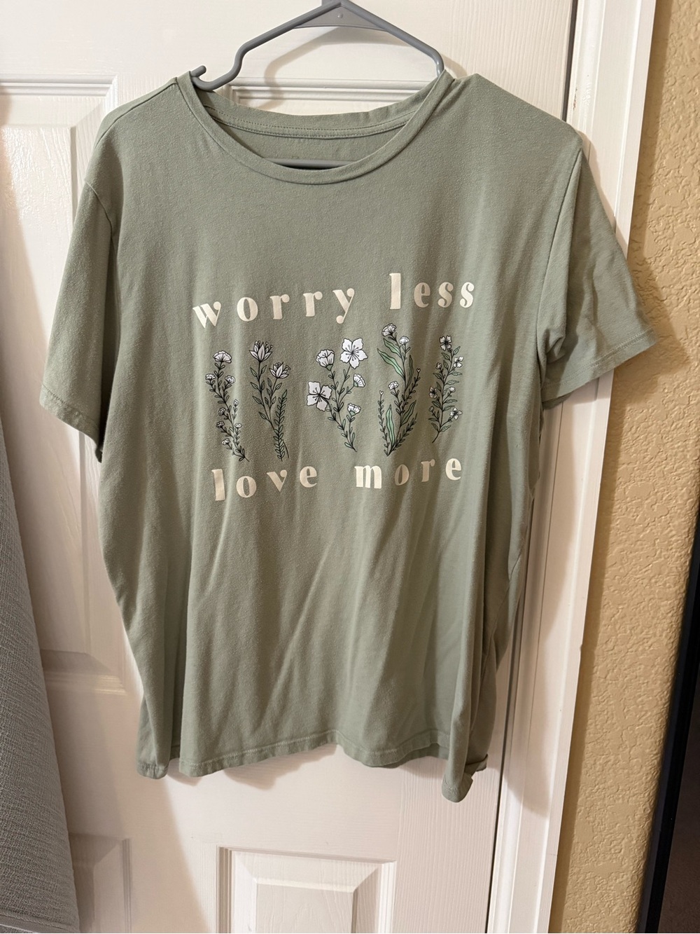 Worry Less Love More Floral Short-Sleeve Tee - Sage